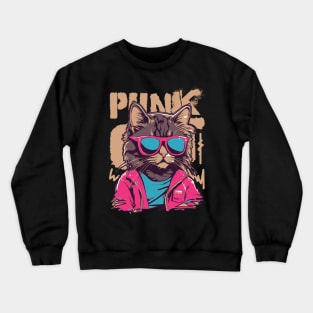 Pink Punk Cat Crewneck Sweatshirt